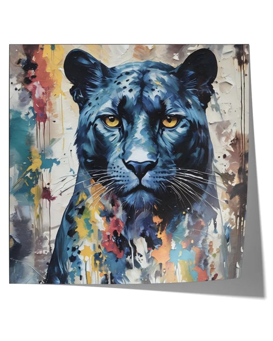 Blue Panther Watercolor Art Print - Satin Square Poster (24x24in)