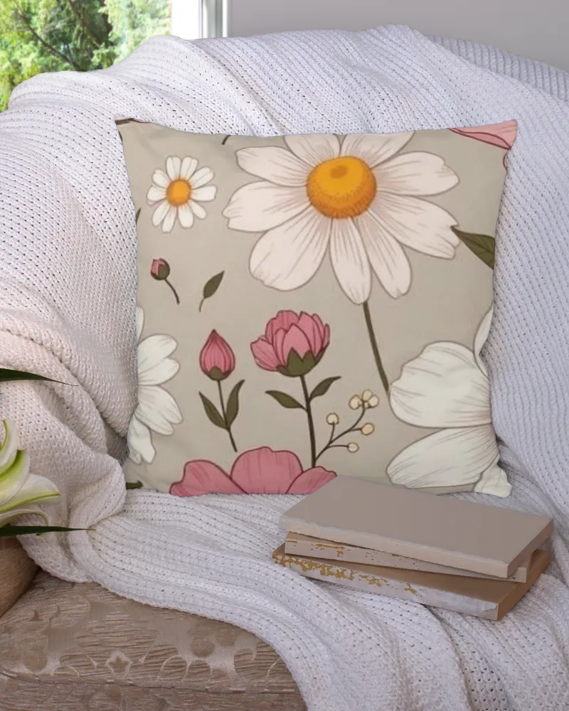 Cottage Garden Florals - Linen Pillow (Dual Sided)