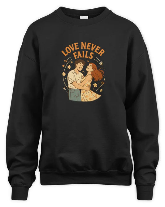 Love Never Fails - Embroidered Unisex Sweatshirt