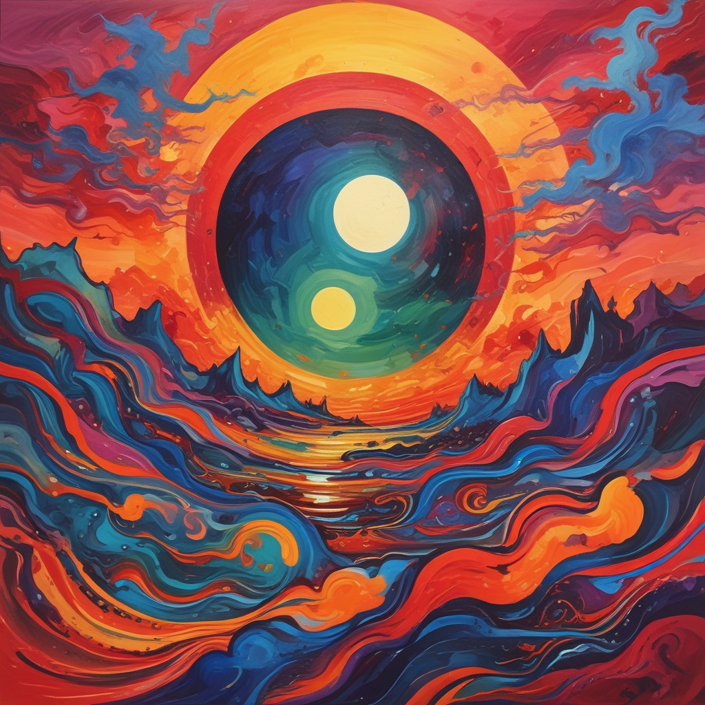 Eternal Balance - Yin Yang Sunset Digital Art Print