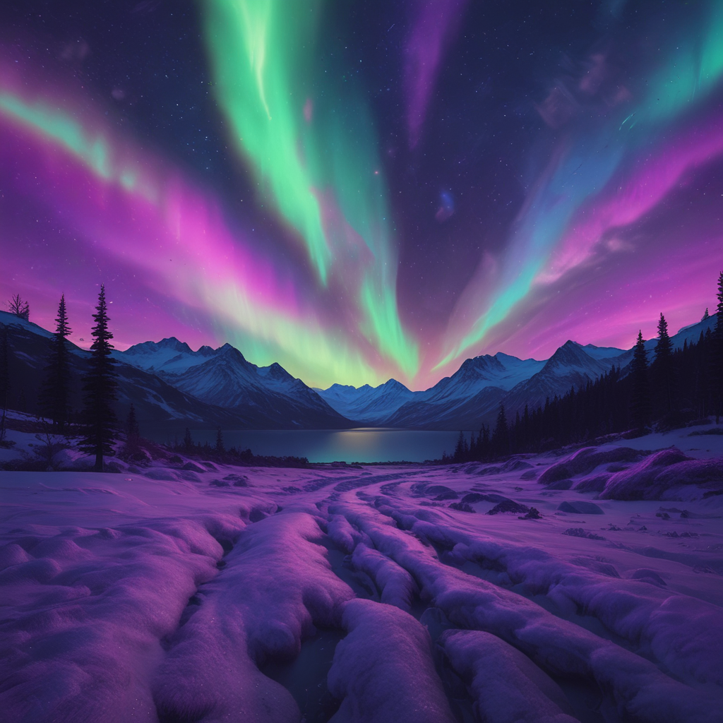 Winter Aurora Symphony - Northern Lights Snow Landscape Art Print