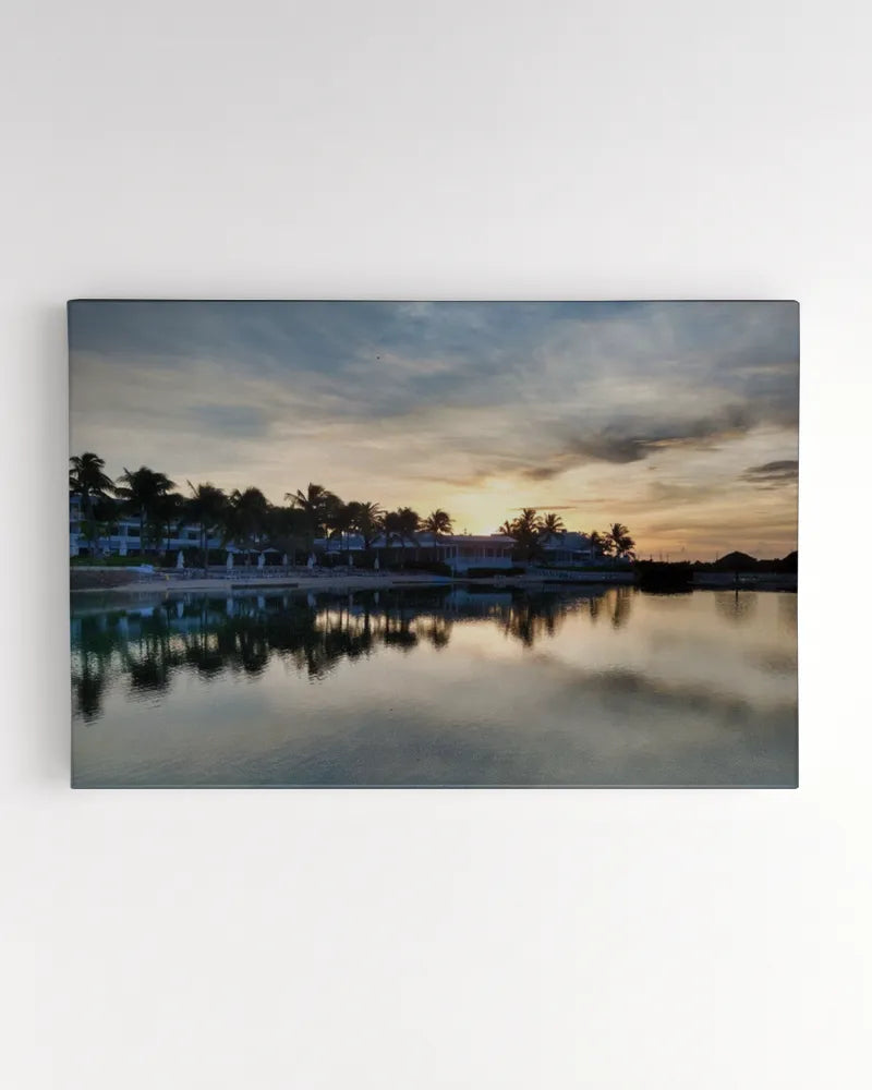 Tropical Sunset Reflections - Ready To Hang Landscape Canvas