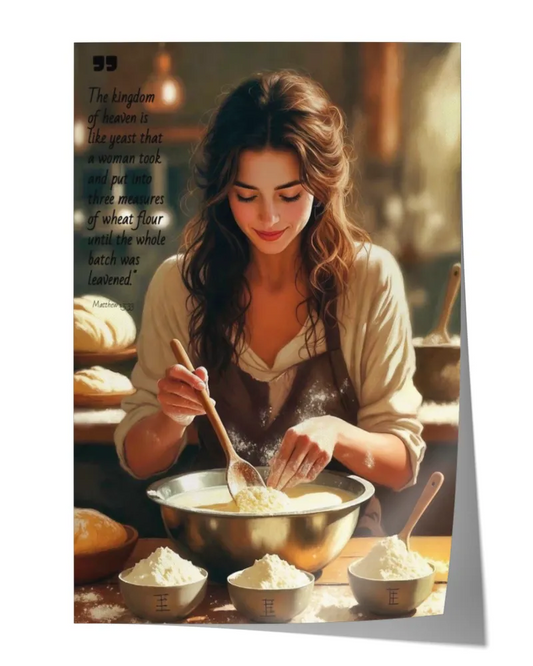 Woman Kneading Bread - Satin Portrait Poster (24x36in)