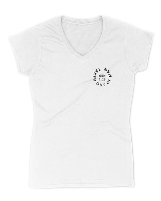 Taken Out of Man; GEN 2:23 - Women's V-Neck T-Shirt