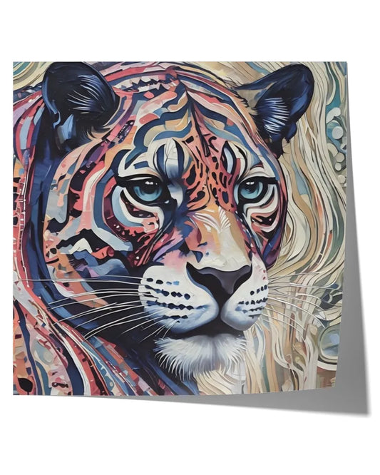 Chromatic Tiger Abstract Wildlife - Satin Square Poster (24x24in)