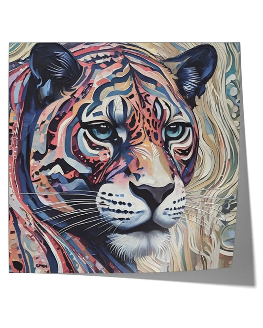 Chromatic Tiger Abstract Wildlife - Satin Square Poster (24x24in)