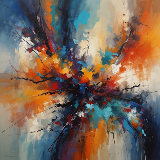 "Chromatic Burst - Abstract Explosion Art Print"