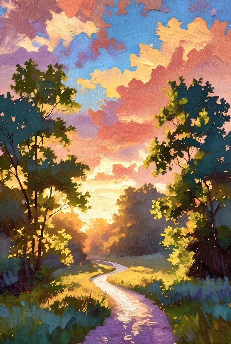 Golden Path Sunset - Digital Art Print