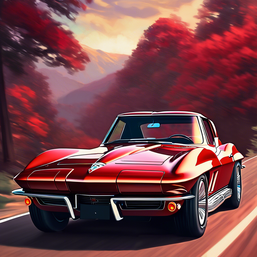 Autumn Drive - Vintage Corvette Digital Art Print