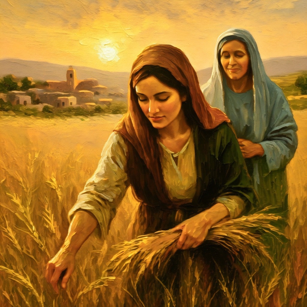Ruth and Naomi in the Harvest Fields - Biblical Art Print
