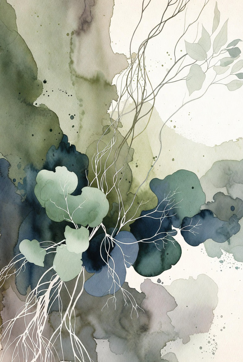 Watercolor Botanical Abstract Art Print