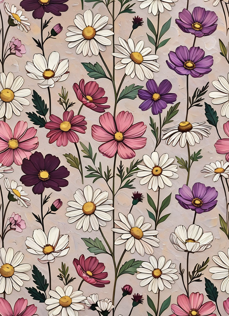 Cosmos Garden Floral Pattern – Digital Art Print