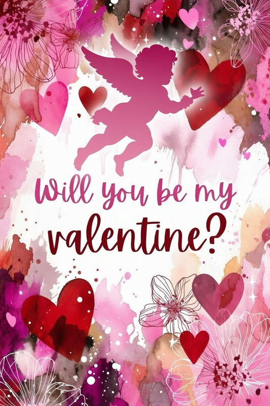 Will You Be My Valentine? - Romantic Cupid Digital Art Print