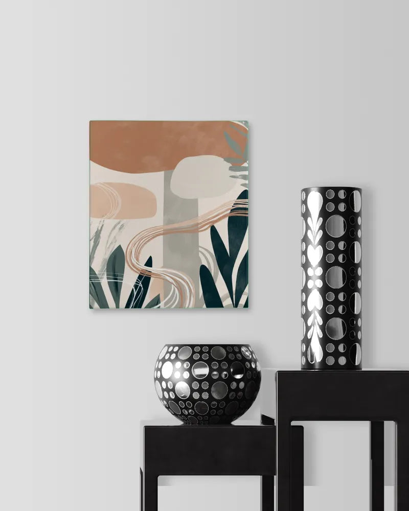 Terracotta Reverie - Abstract Botanical - Ready To Hang Portrait Canvas (8x10 inches)