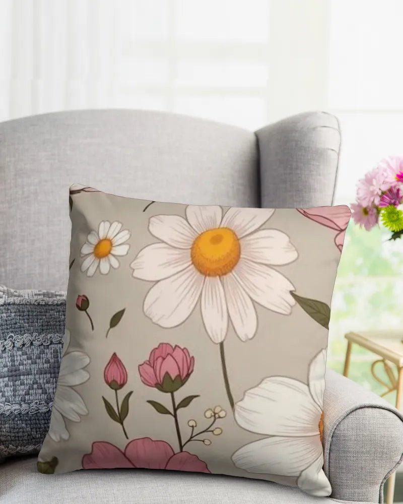 Cottage Garden Florals - Linen Pillow (Dual Sided)