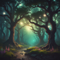 Mystical Forest Gateway - Enchanted Woodland Portal Art