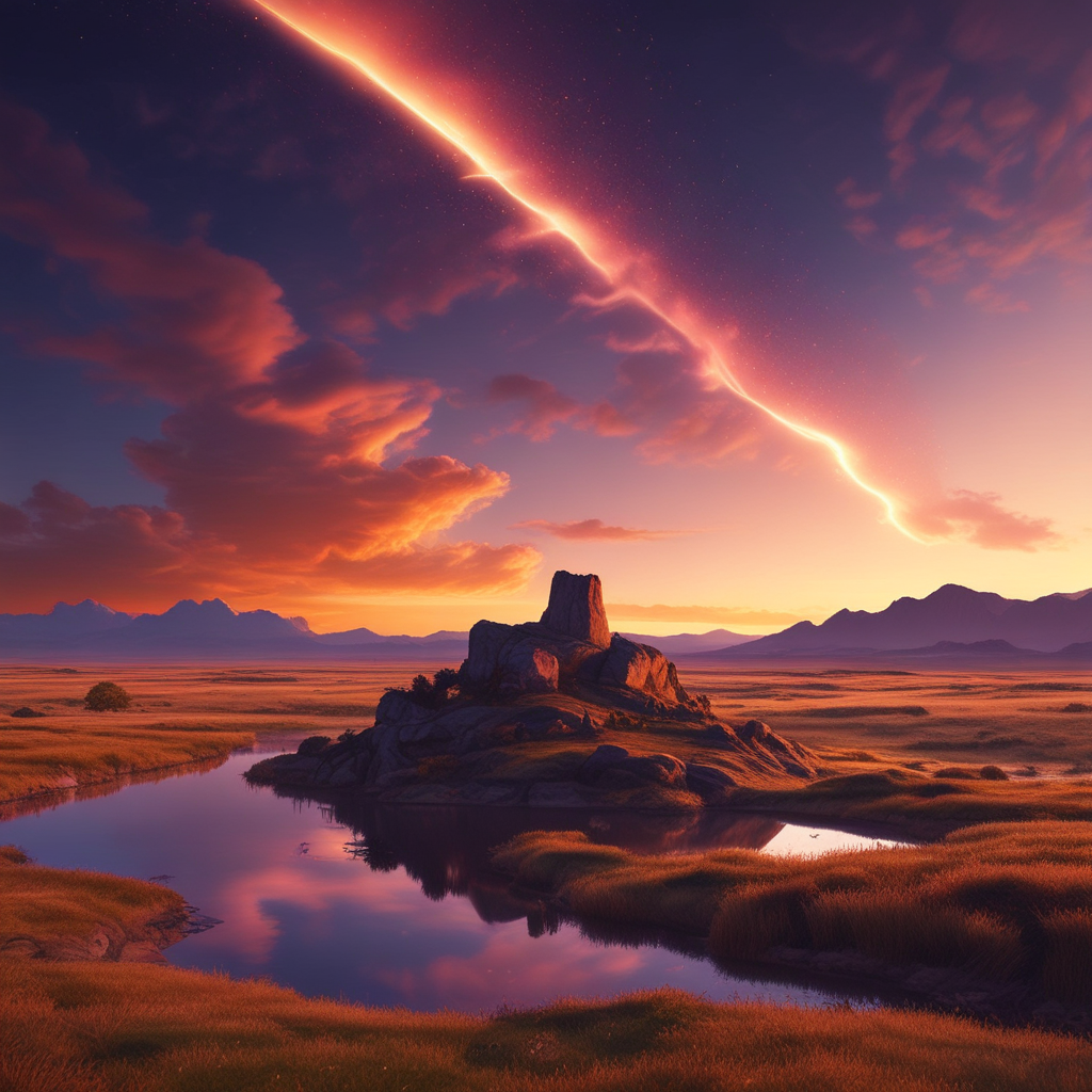 Celestial Strike - Meteor Over Desert Wilderness Art Print