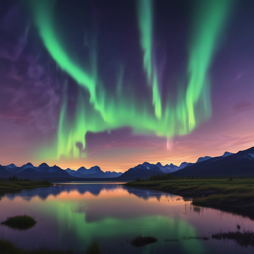 Aurora Reflections - Northern Lights Lake Landscape Art Print