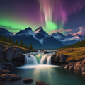 Mountain Aurora - Northern Lights Alpine Landscape Art Print