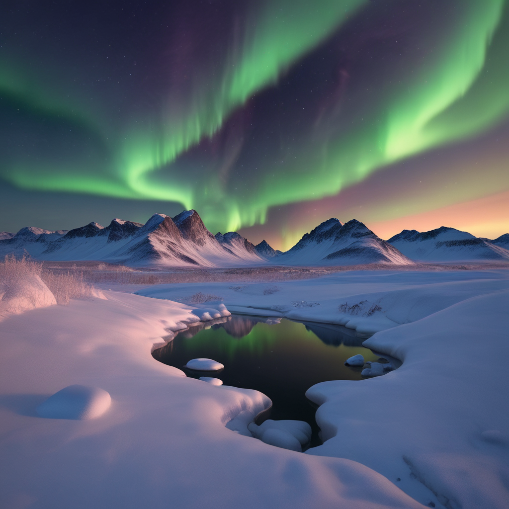 Emerald Aurora - Northern Lights Over Frozen Wilderness Art Print